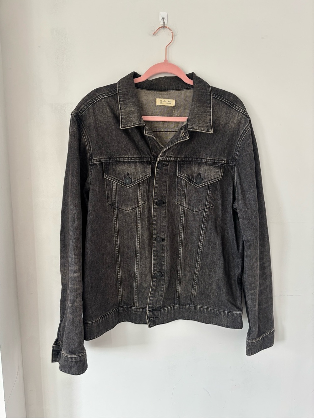 All Saints XXL Classic Men's Washed Black Denim Jacket